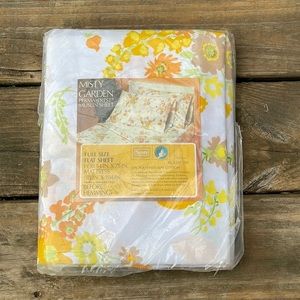 Vintage misty garden perma muslin flat full-size sheet